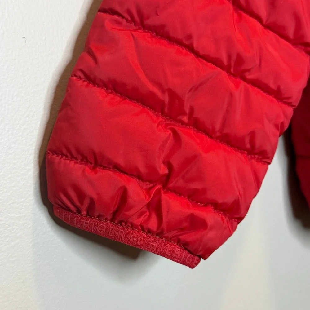 NWOT Tommy Hilfiger Red Puffer Jacket Hooded Water Resistant Kids Size XS 4-5